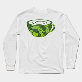 a cup of organic tea for healthy life logo Long Sleeve T-Shirt